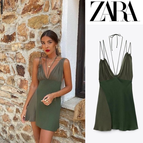 slim fit dress slacks ZARA. Green buttoned dress T.xs  Hibuy market